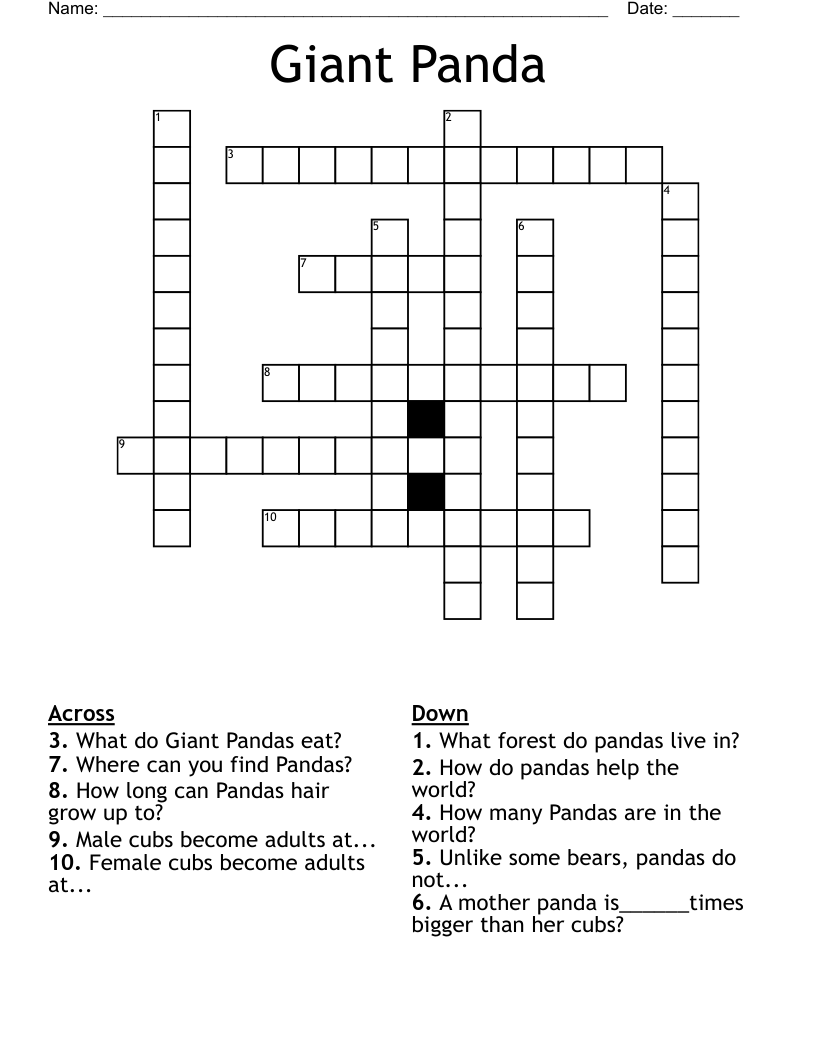 Top Choice Pandas Diet Crossword Article