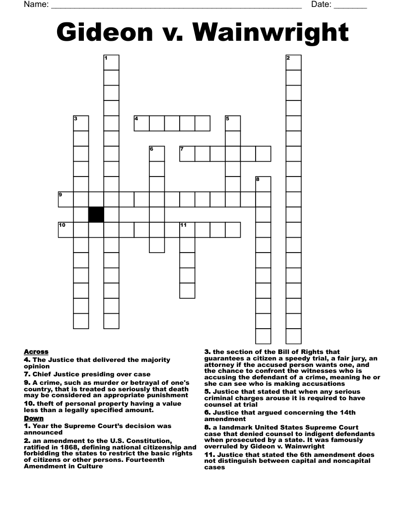 Required Supreme Court Cases Crossword WordMint