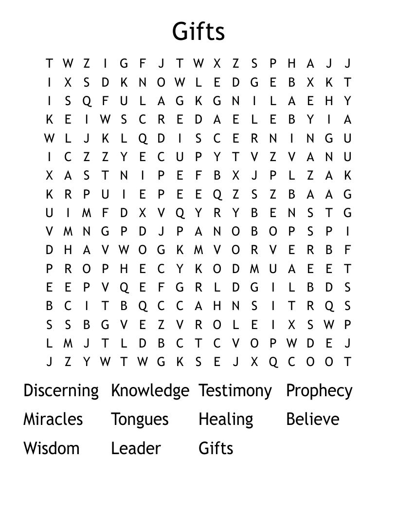 Gifts Word Search WordMint