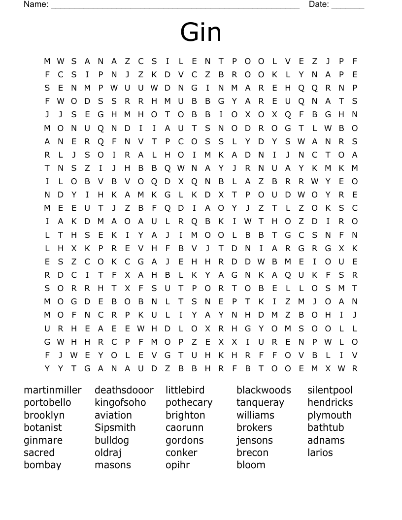 Gin Word Search WordMint