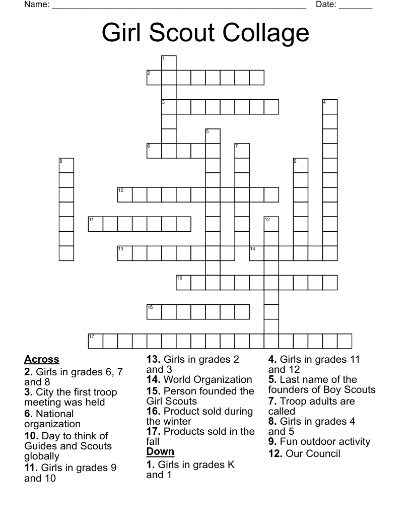 Girl Scout Collage Crossword WordMint