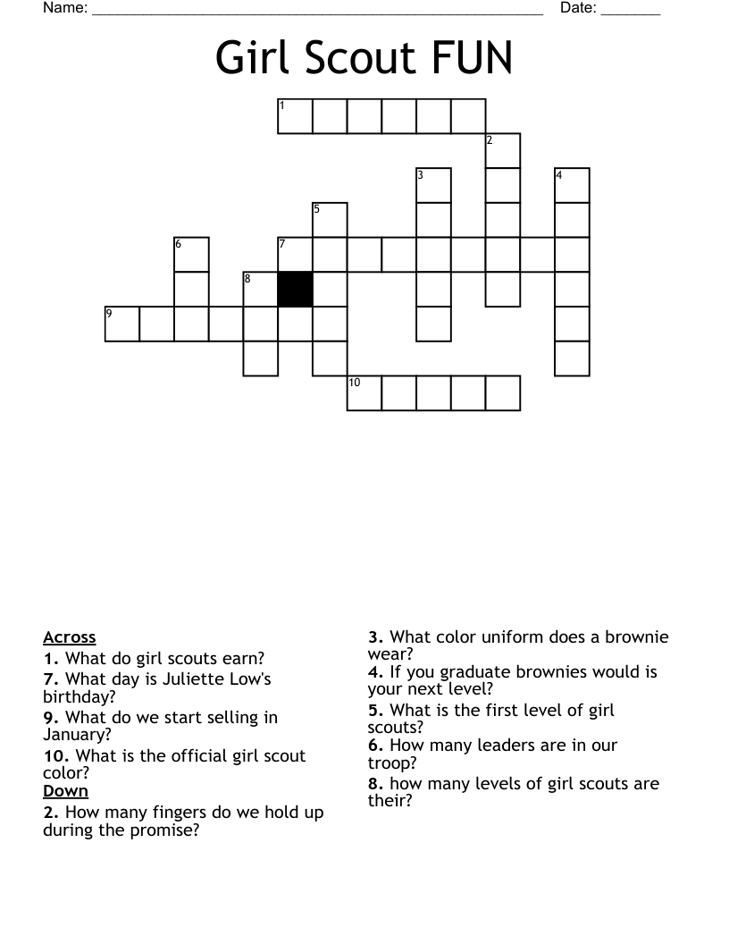 Girl Scouts Crossword WordMint