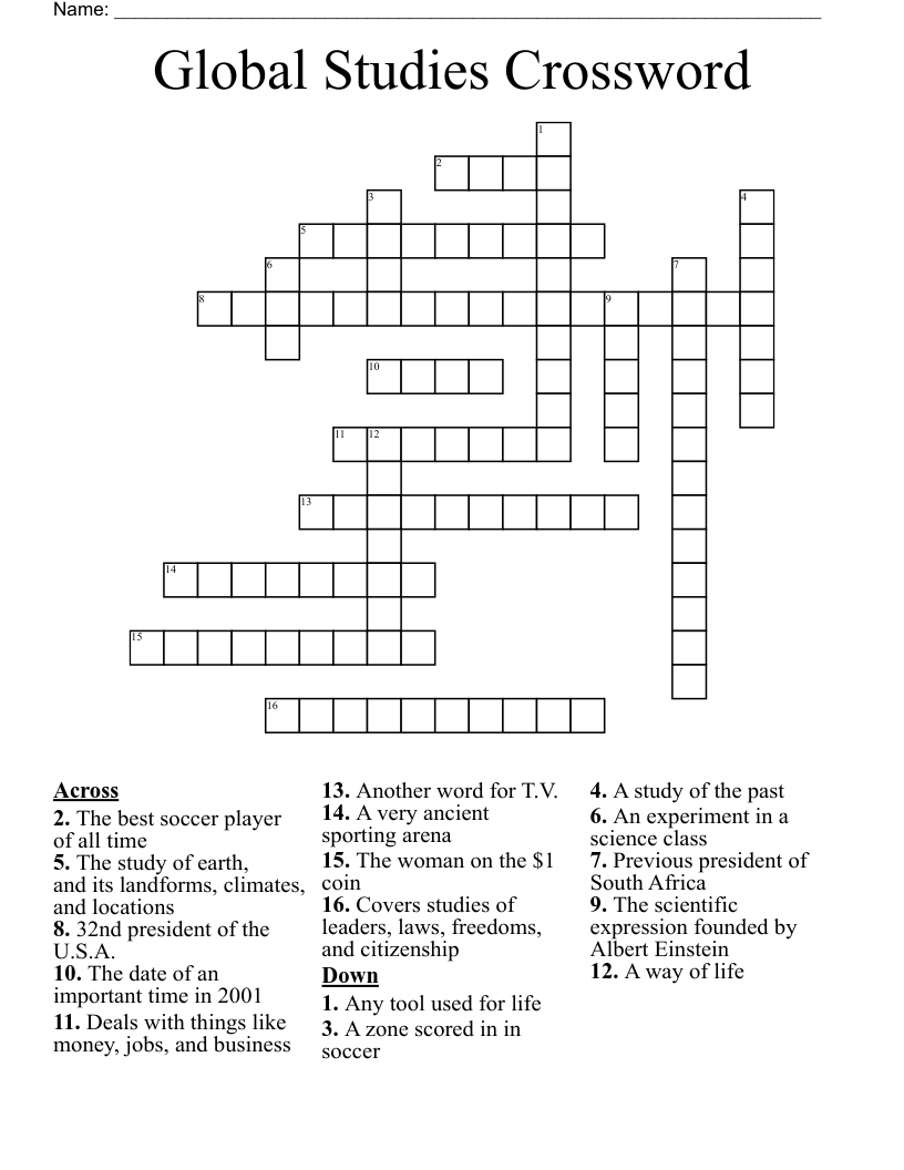 Social Studies Strands Crossword WordMint