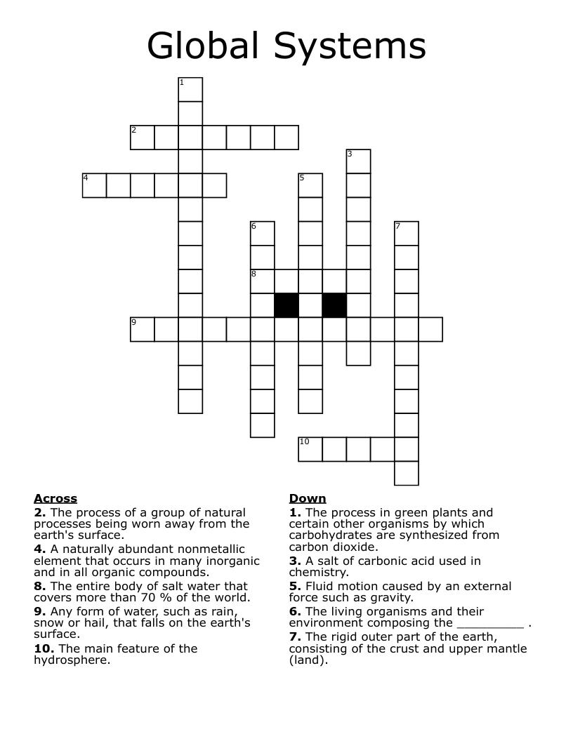 Global Systems Crossword WordMint