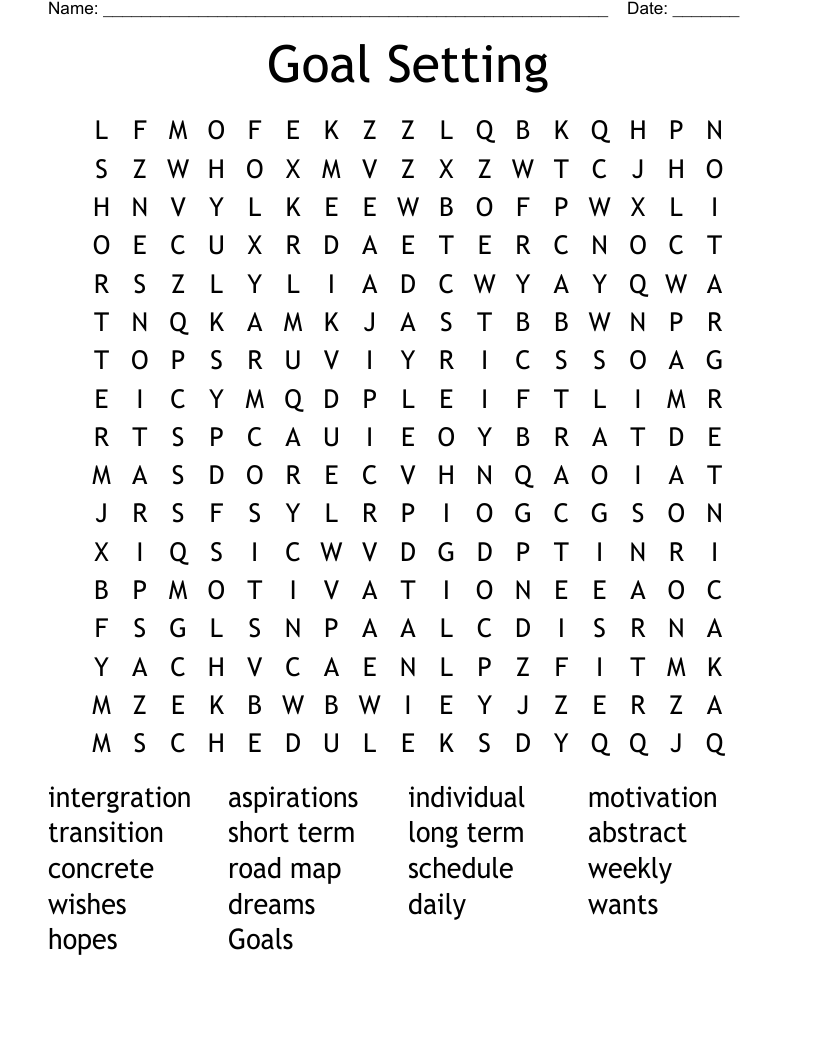 Dreams and aspirations Word Search WordMint