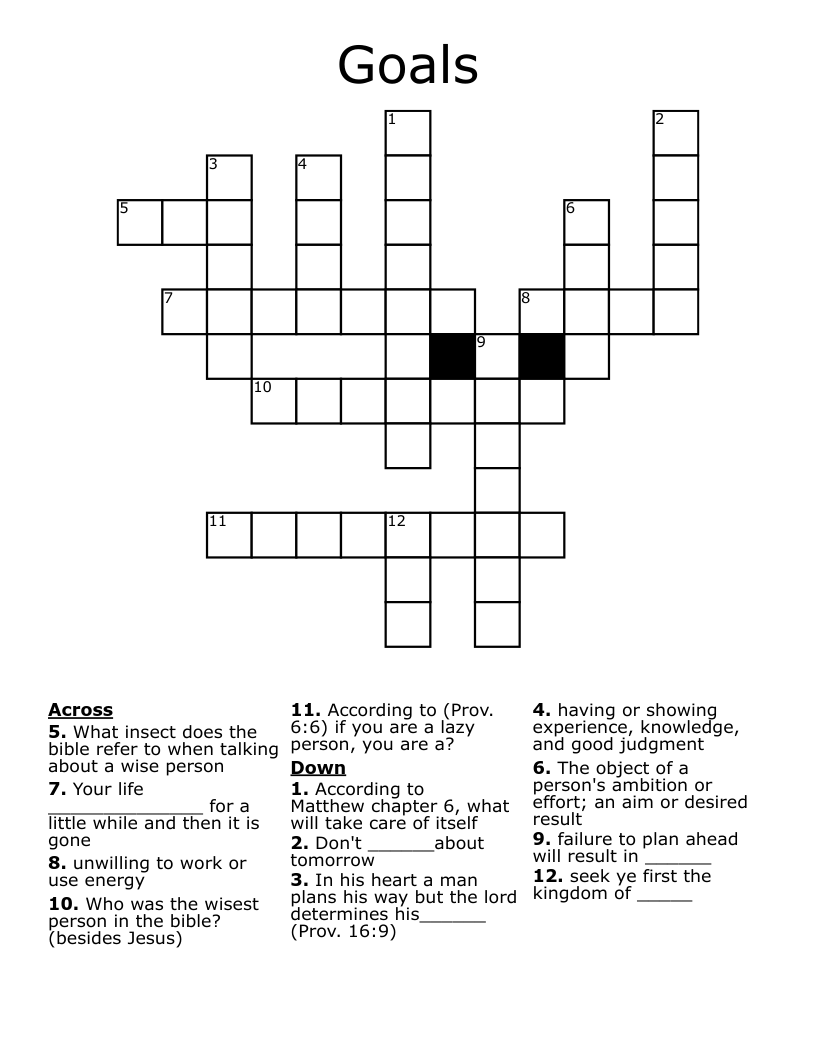 Goals Crossword WordMint