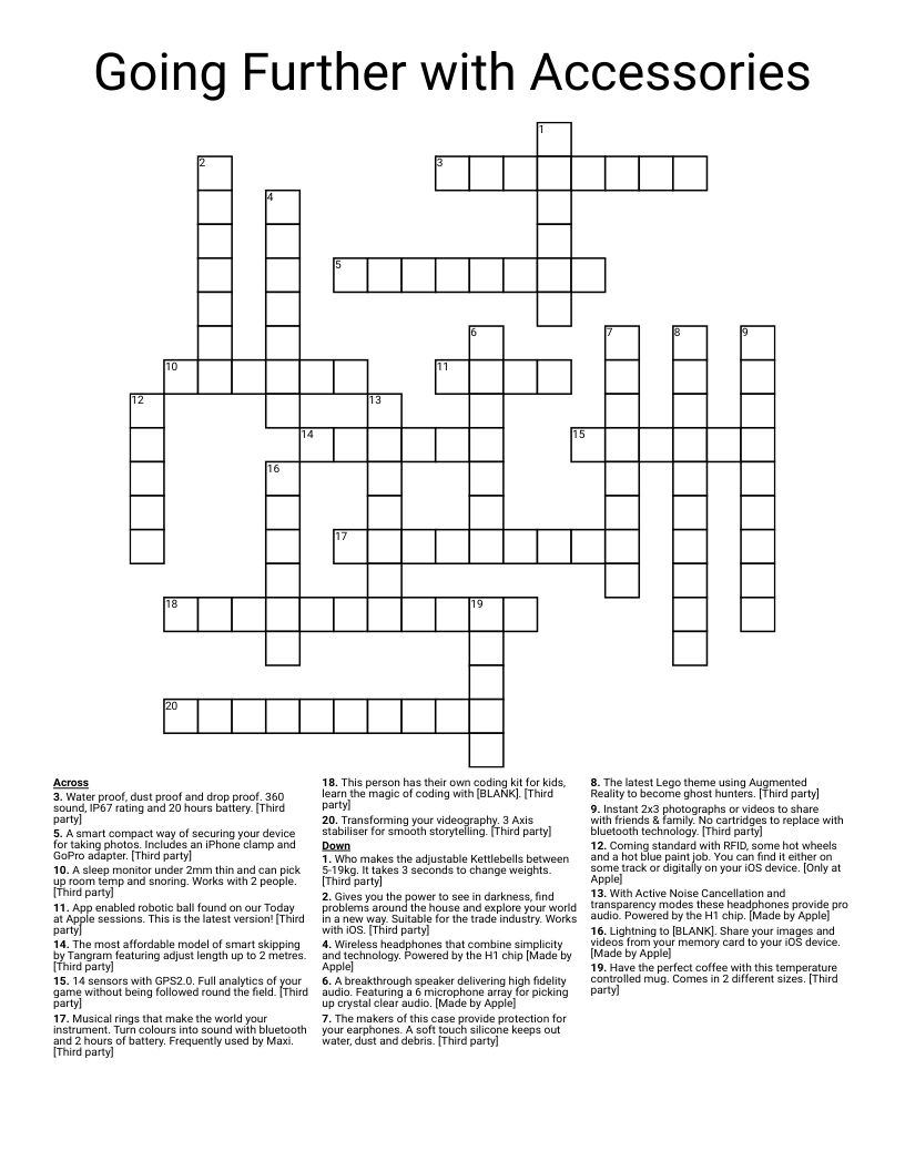 Going Further with Accessories Crossword WordMint