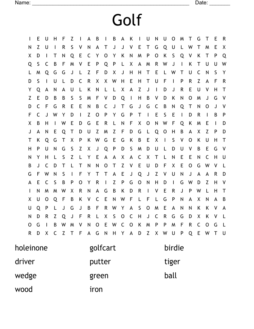 Golf Word Search WordMint