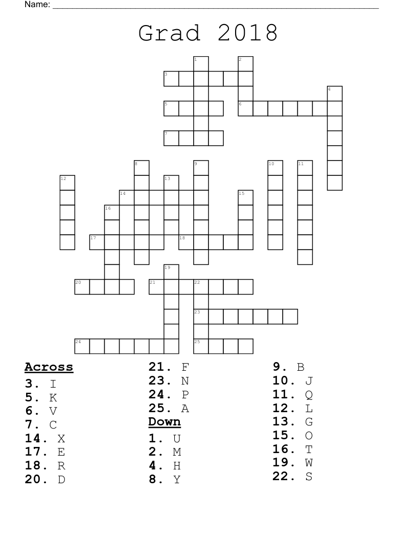 Grad 2018 Crossword WordMint