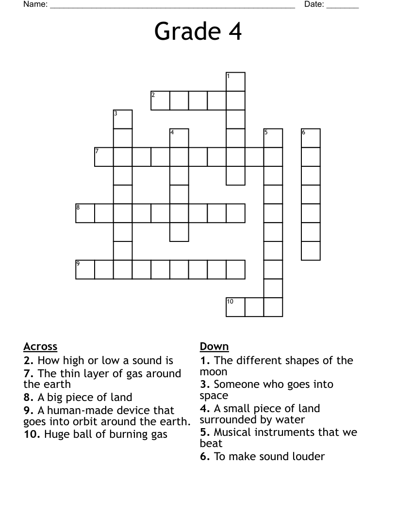 Grade 4 Crossword WordMint