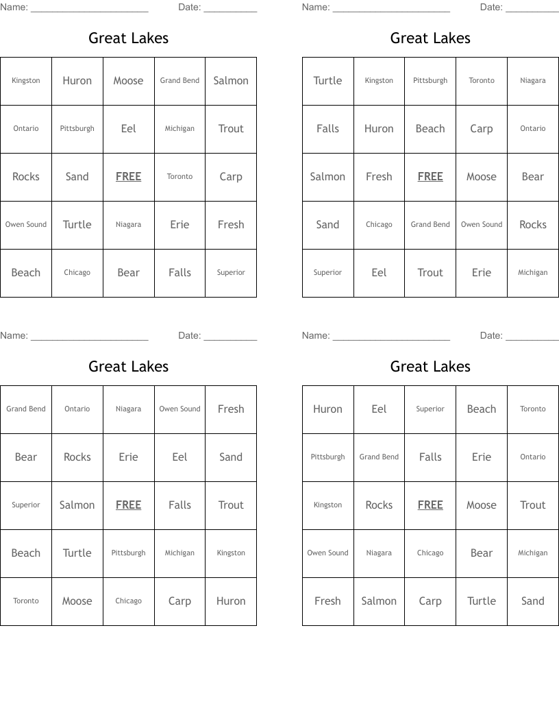 Great Lakes Word Search WordMint