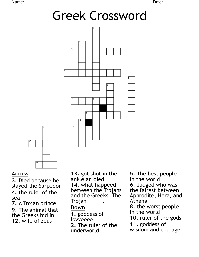 Greek Crossword - WordMint