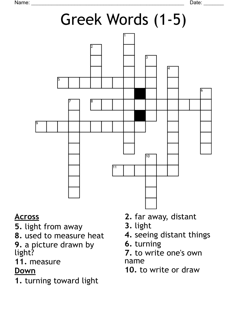 Greek Words (15) Crossword WordMint
