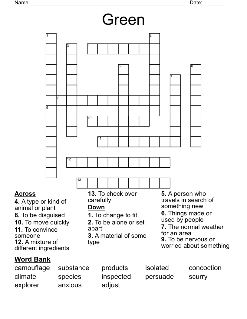 Green Crossword WordMint