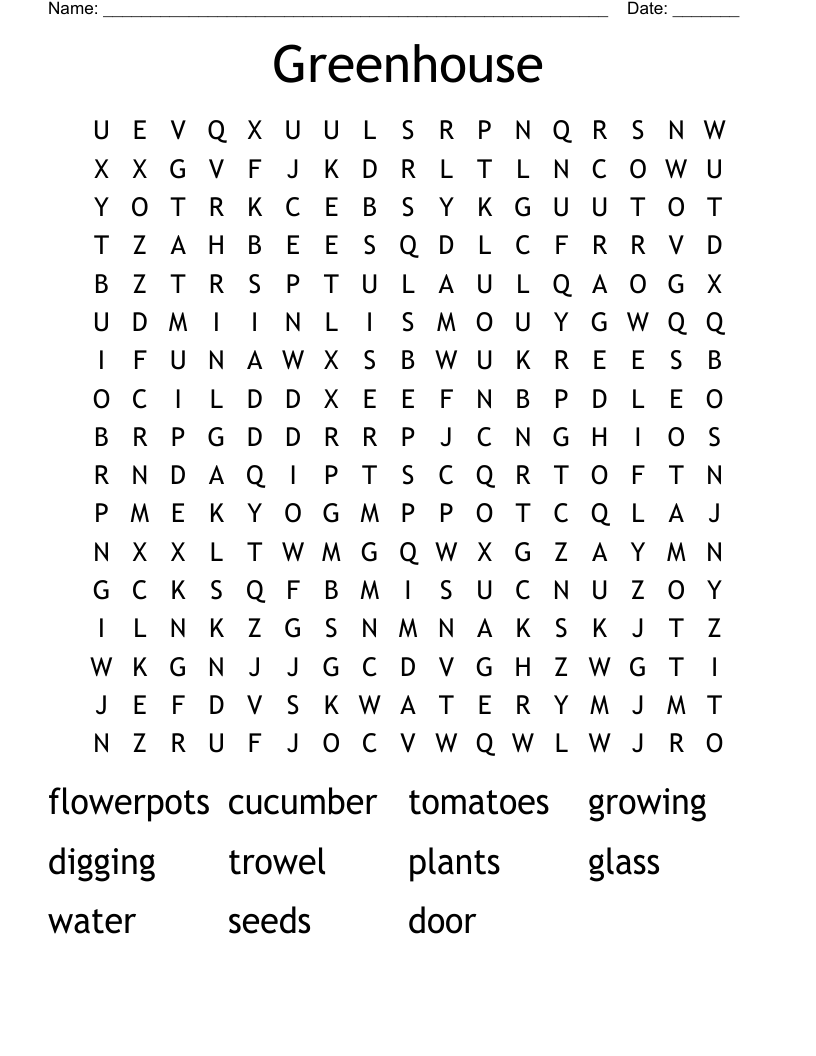 Greenhouse Word Search WordMint