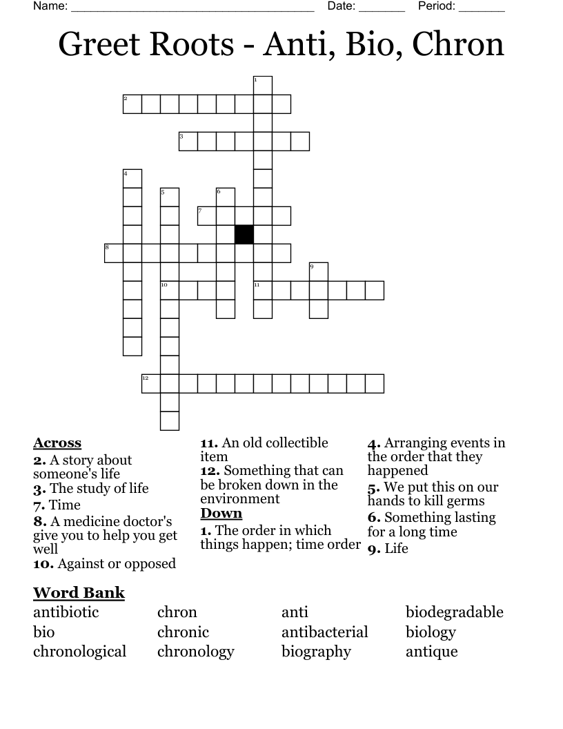 Latin and Greek Root words Crossword WordMint
