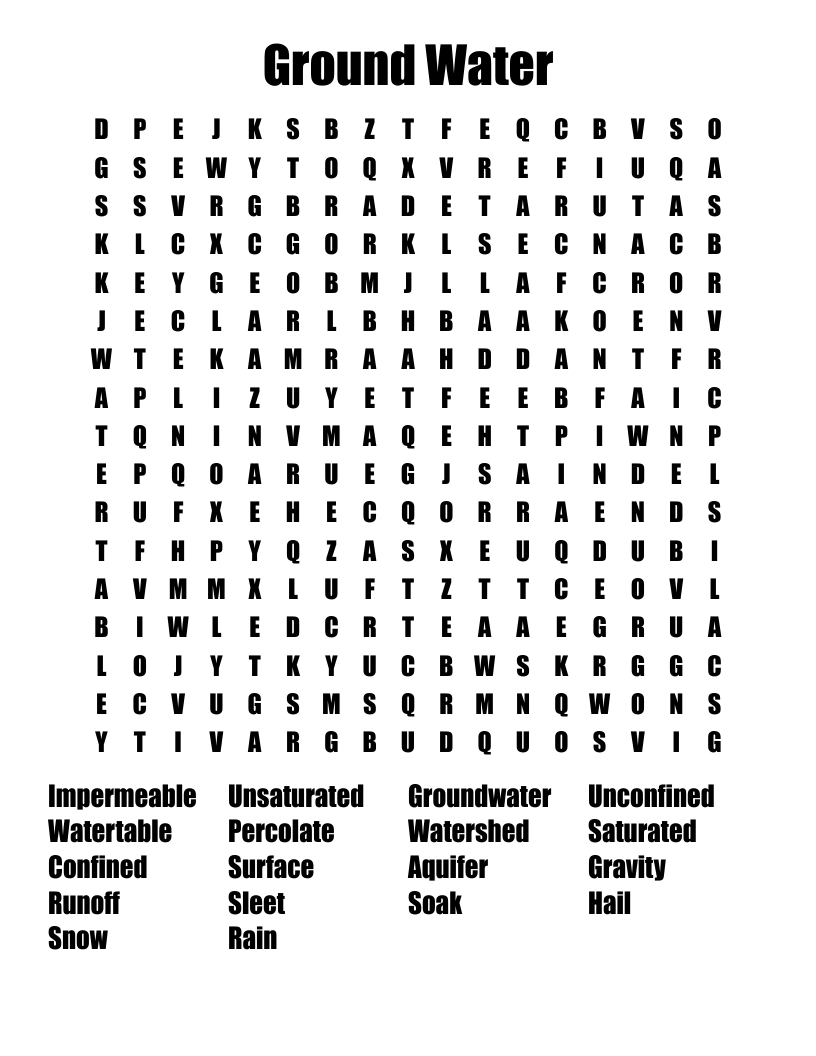Ground Water Word Search WordMint