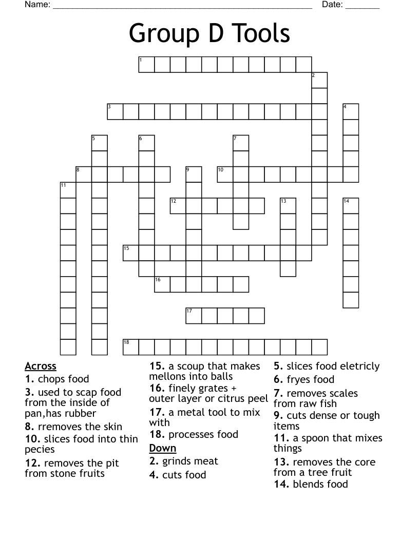Group D Tools Crossword WordMint