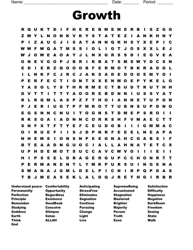 Growth Word Search WordMint