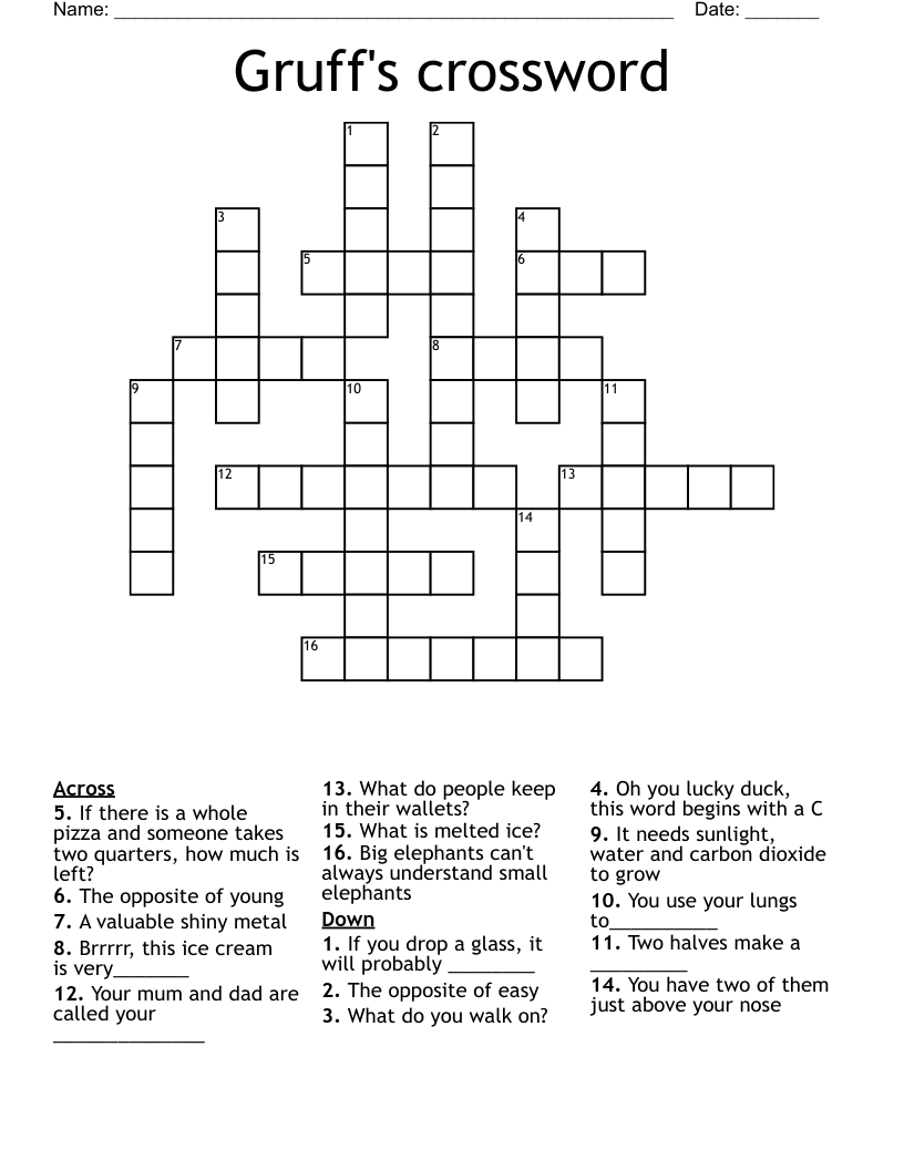 Gruff's crossword WordMint