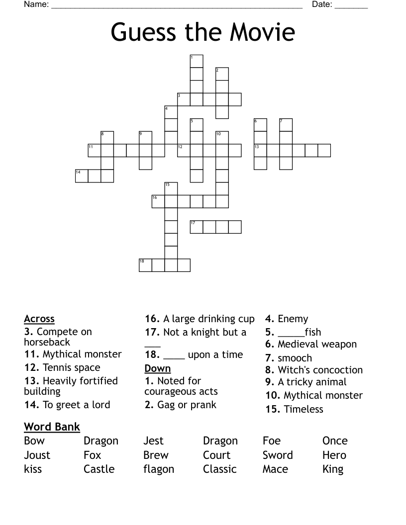 Guess the Movie Crossword WordMint