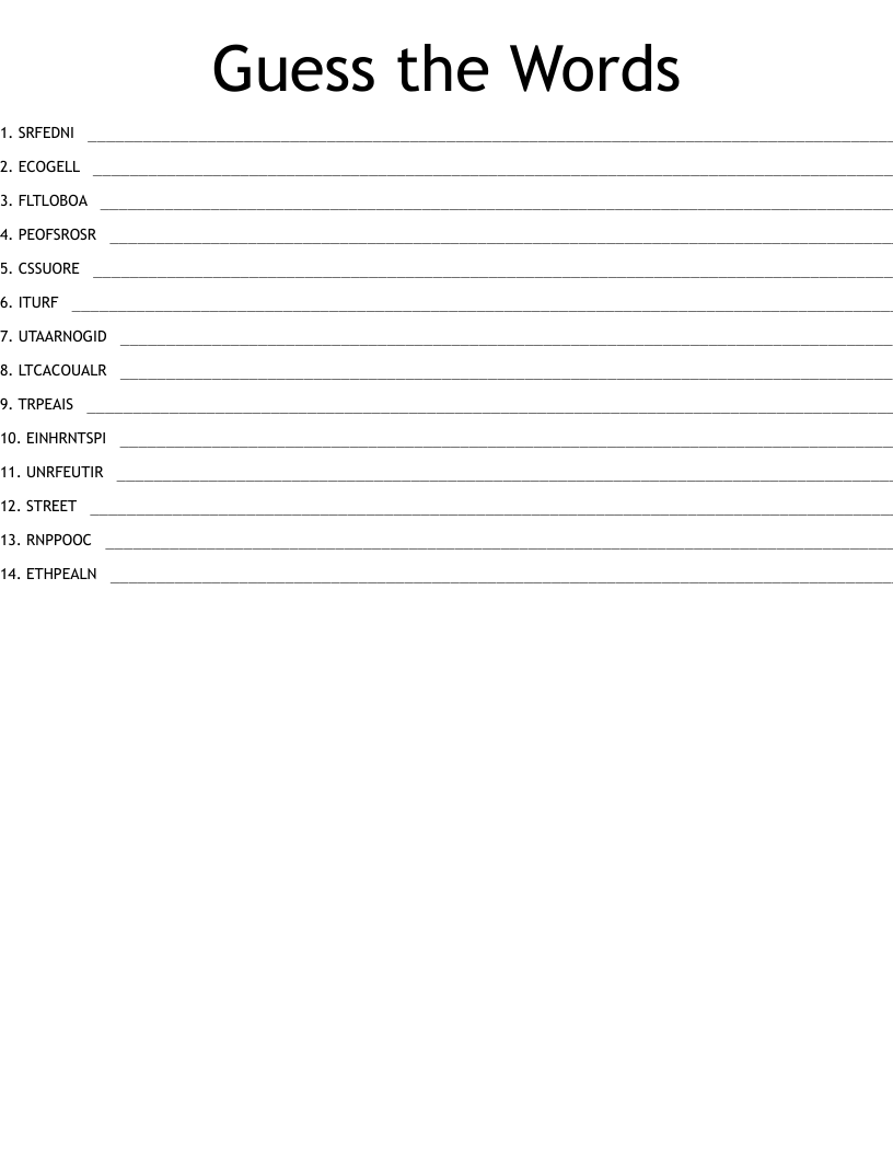 Guess the Words Word Scramble WordMint