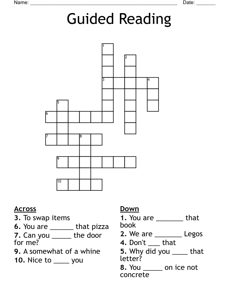 Guided Reading Crossword WordMint