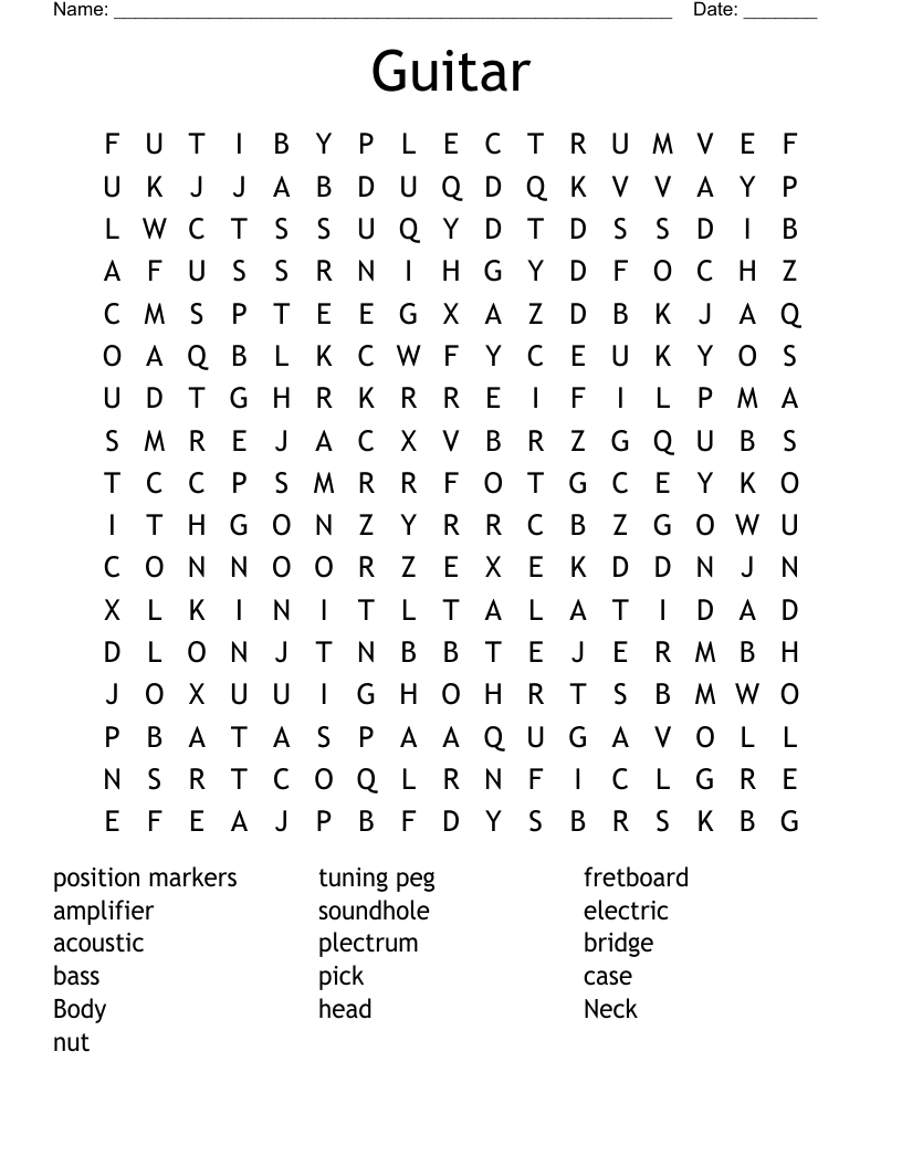 Guitar Word Search WordMint