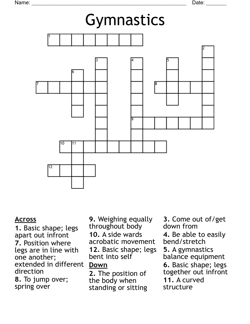Gymnastics Crossword WordMint