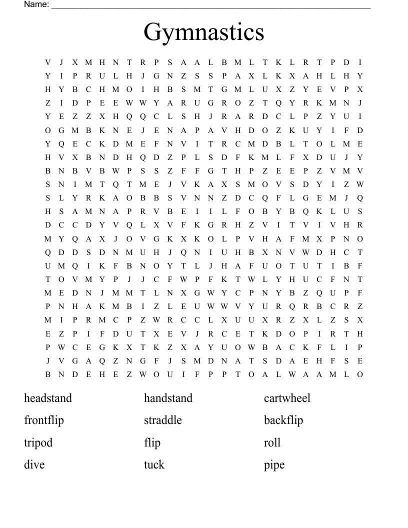Gymnastics Word Search WordMint