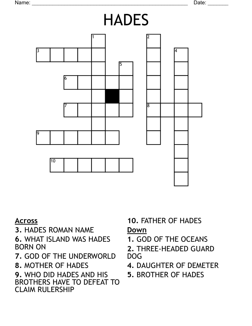 Hades Crossword WordMint