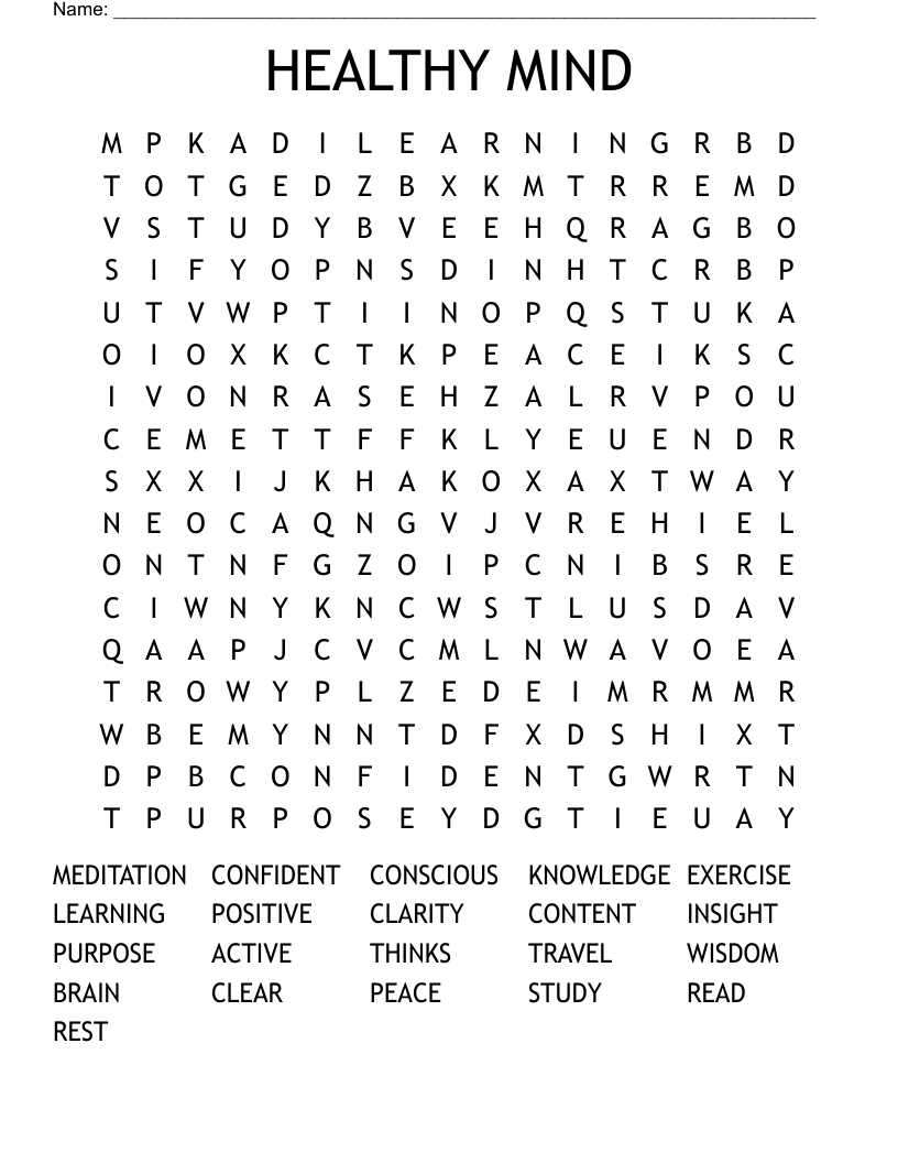 HEALTHY MIND Word Search WordMint