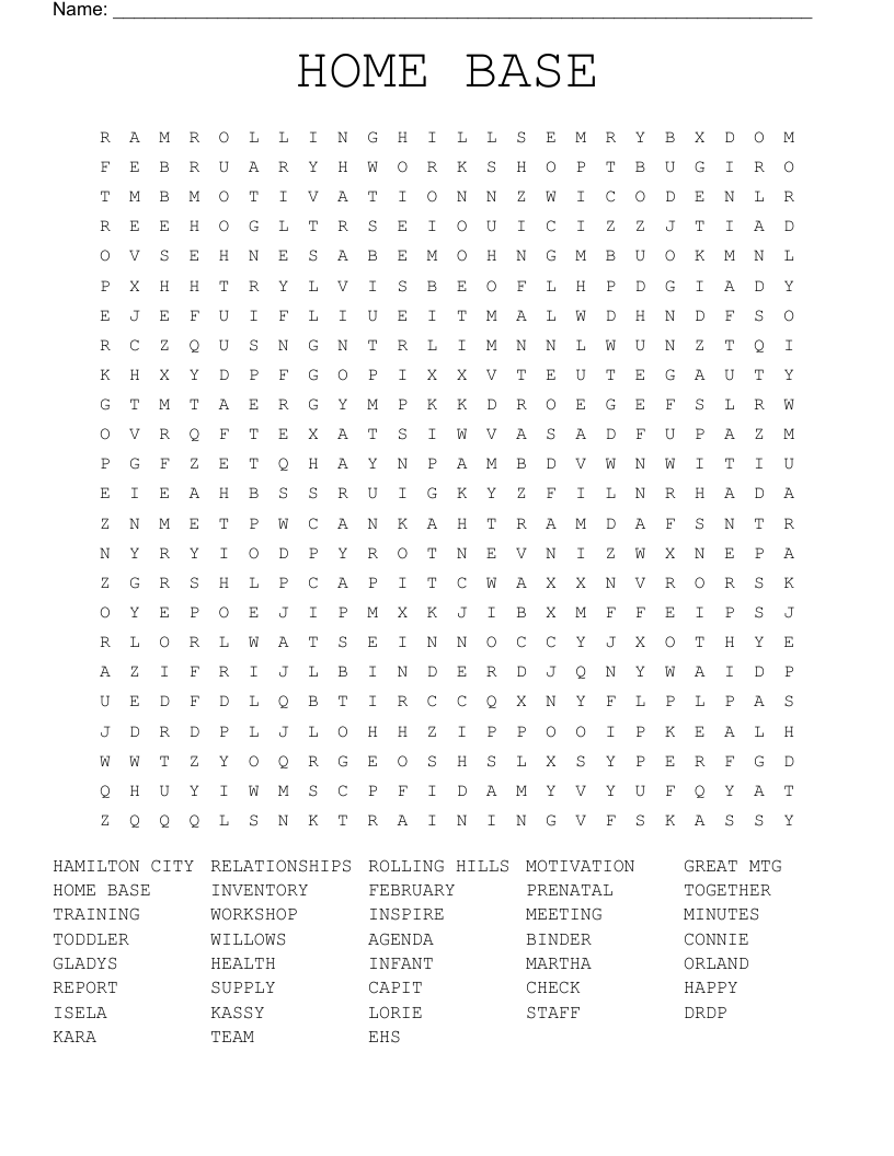 HOME BASE Word Search WordMint