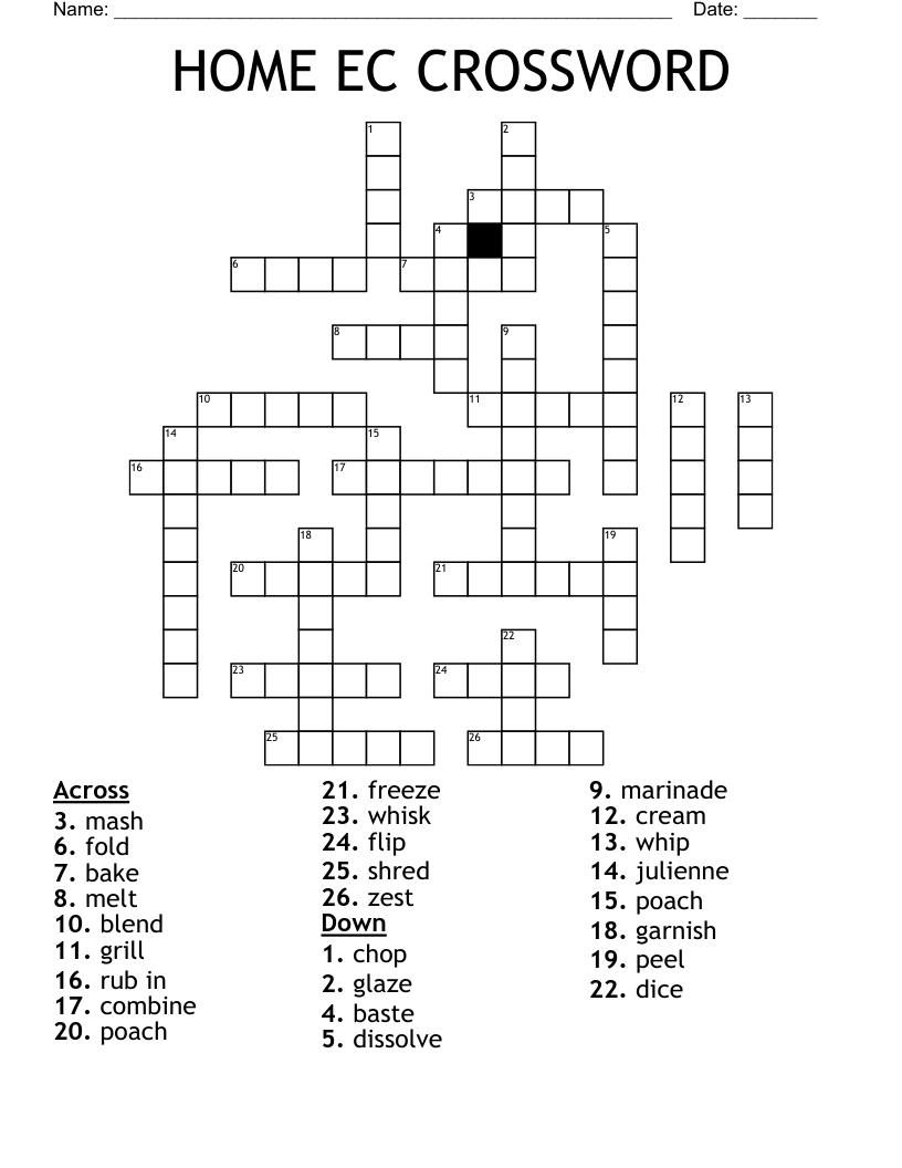 HOME EC CROSSWORD WordMint