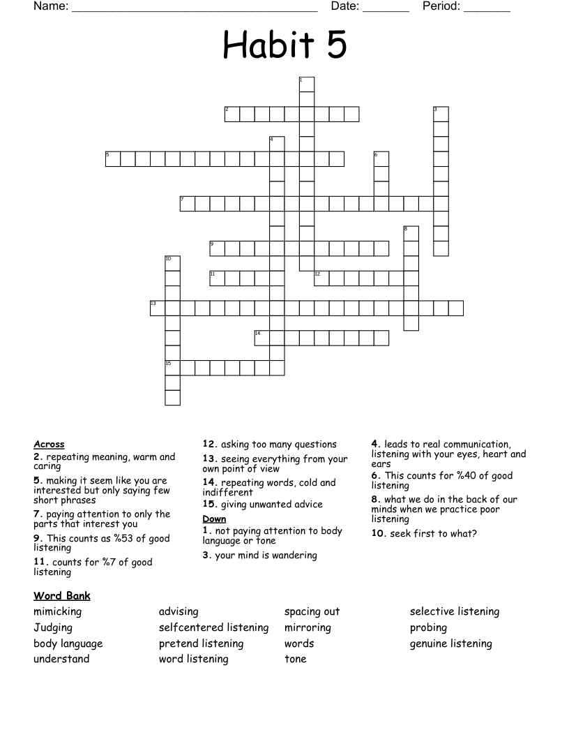 Habit 5 Crossword WordMint
