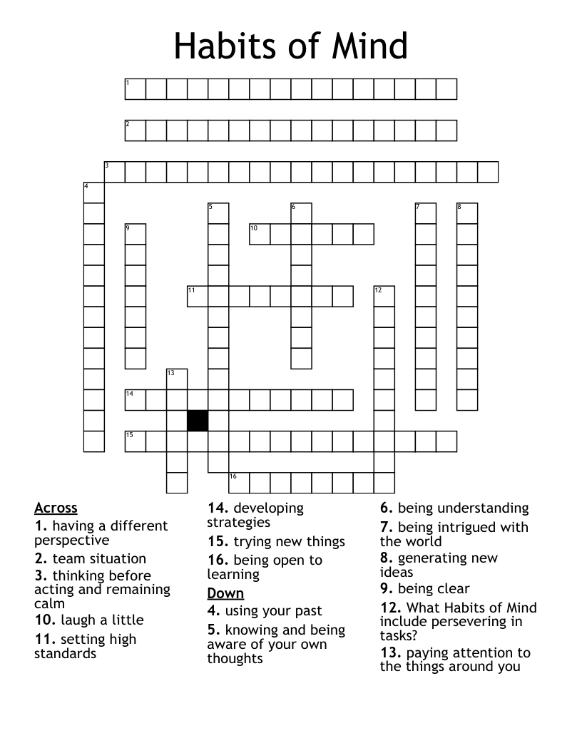 Habits Of Mind Puzzles Word Search WordMint