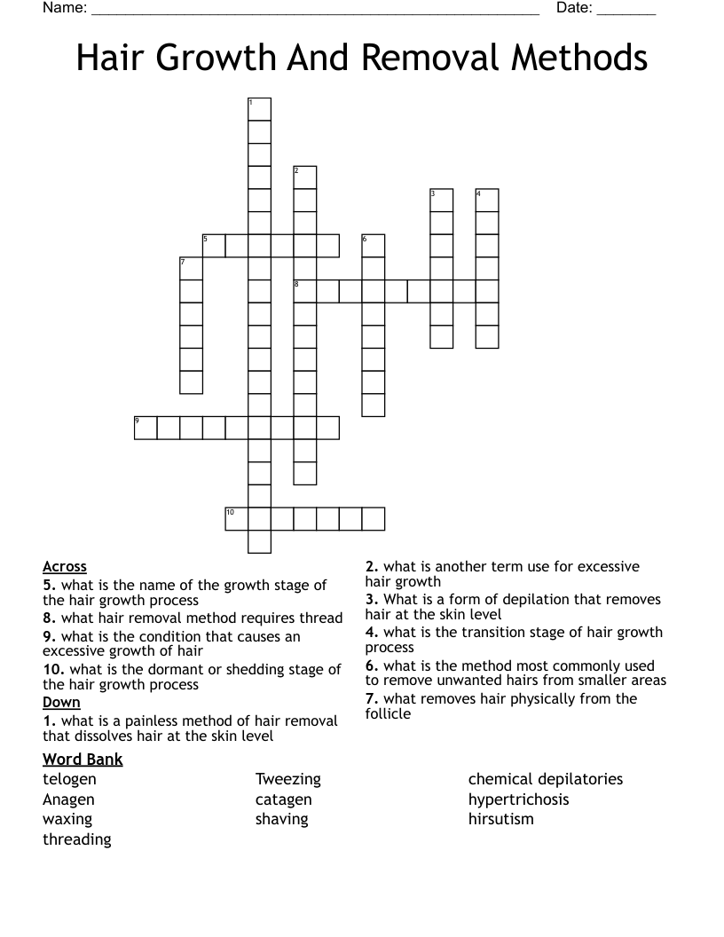 Hair Removal Techniques Crossword WordMint
