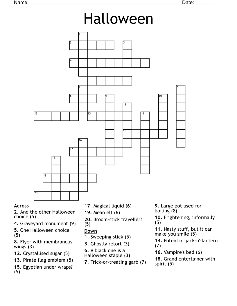 Halloween Crossword WordMint