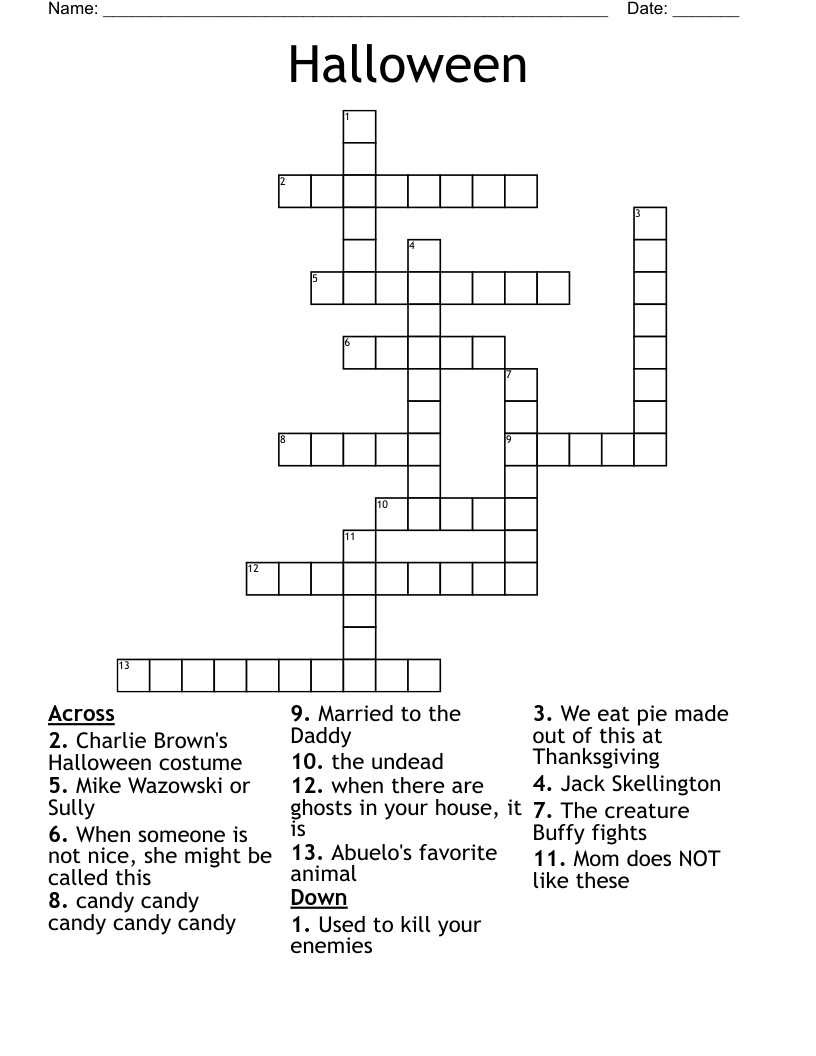 Halloween Crossword WordMint