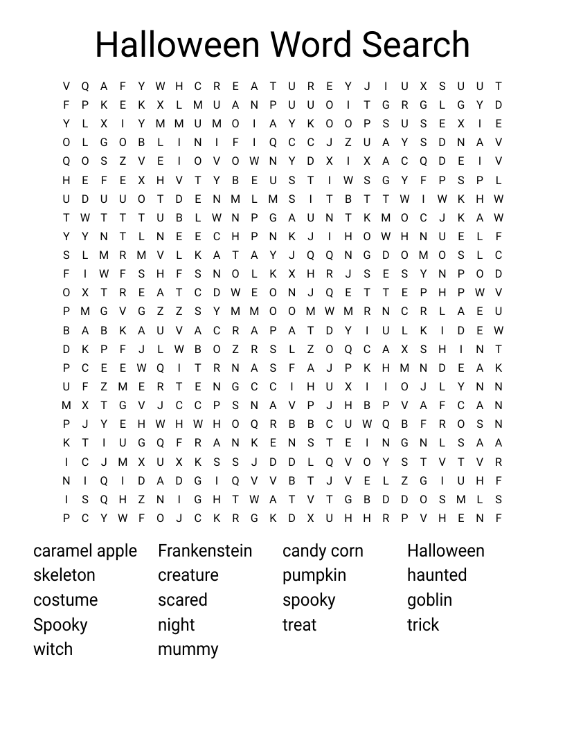 Halloween Word Search WordMint