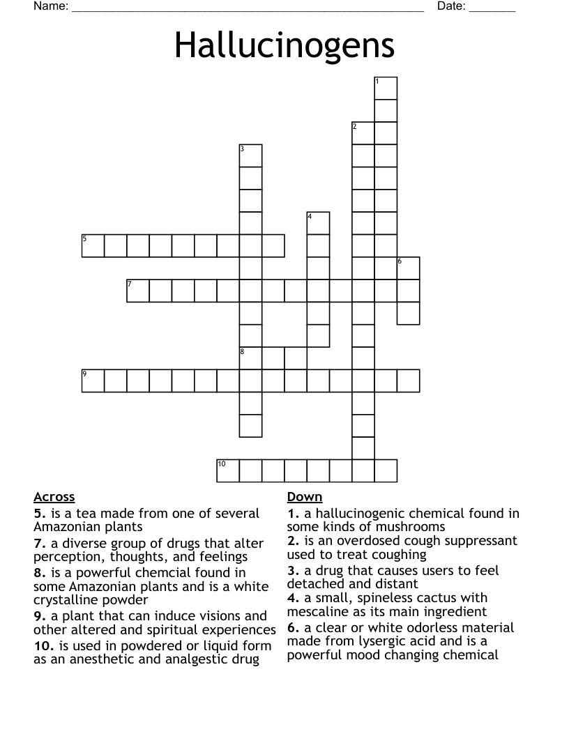 Hallucinogens Crossword WordMint