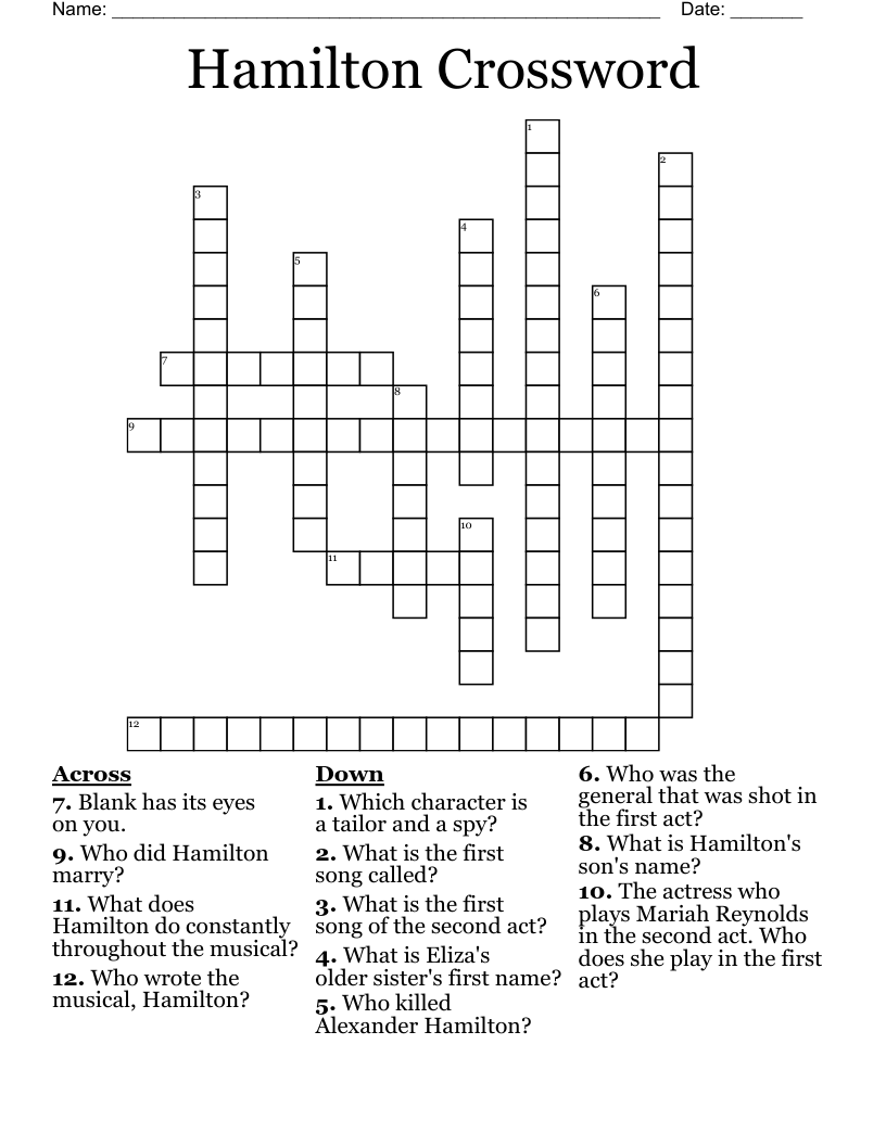 Hamilton Crossword WordMint