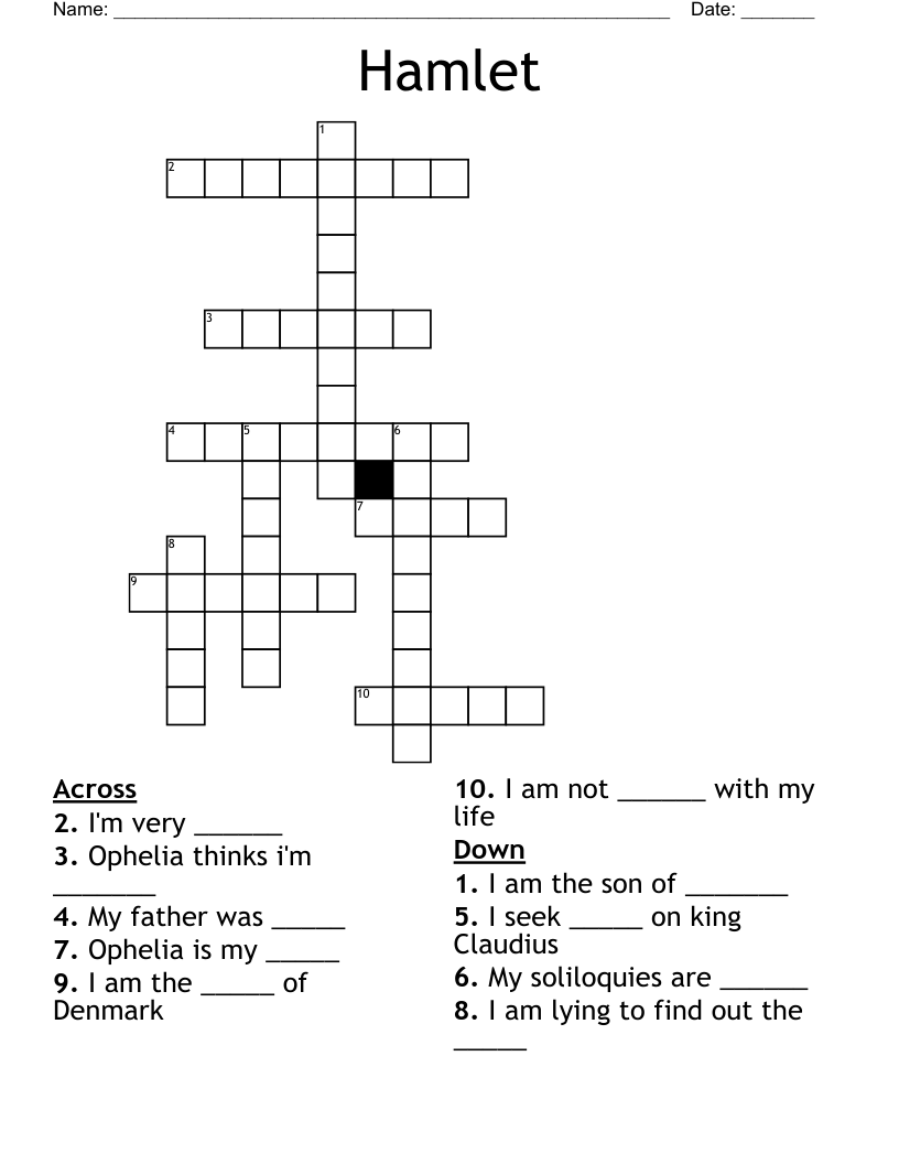Hamlet Crossword WordMint