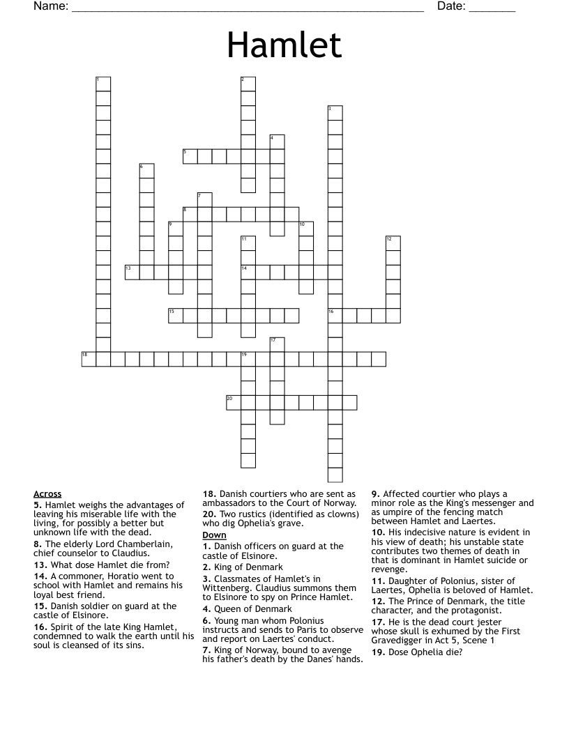 Hamlet Crossword WordMint