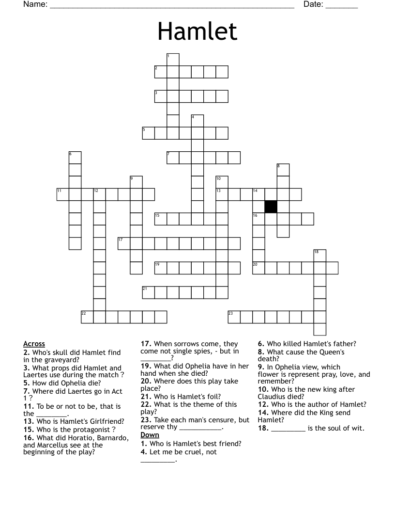 Hamlet Crossword WordMint