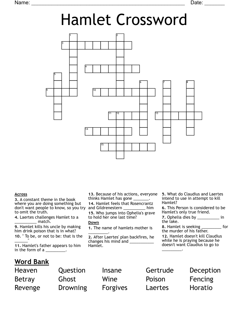 Hamlet Crossword WordMint