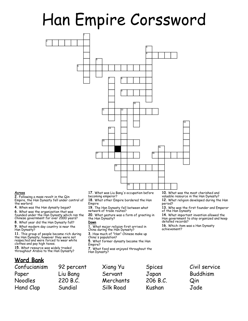 Similar to Han Empire Crossword WordMint