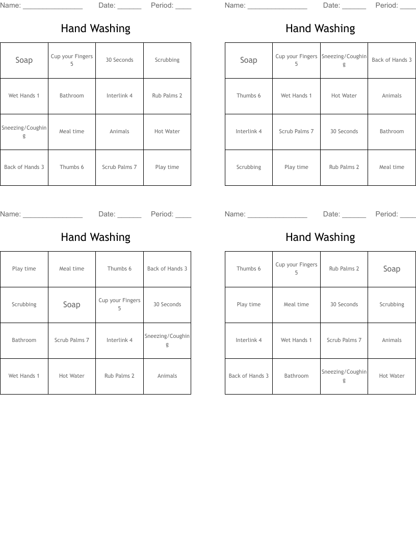 Hand Washing Word Search Printable Free Printable Worksheet
