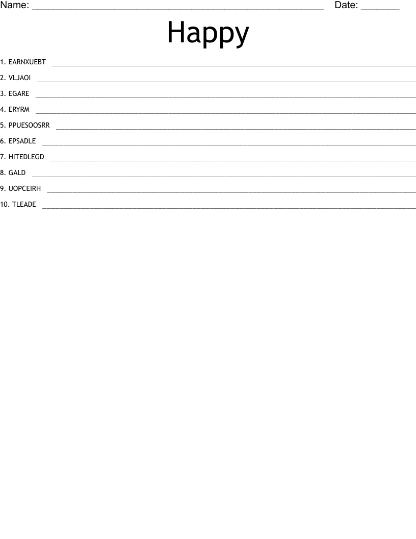 Happy Word Scramble WordMint