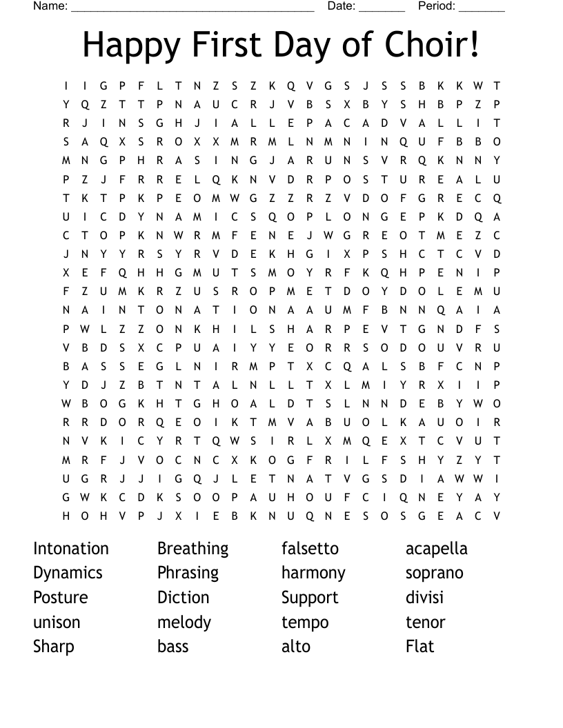 Choir Terms Word Search WordMint